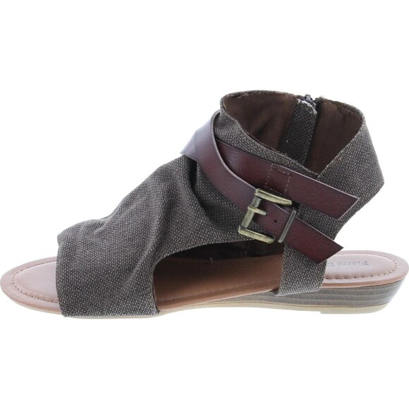 Pierre Dumas Brenna-1 Sandals 8.5 Denim Blue Boho Ankle Strap Open Toe Flats - Picture 1 of 16